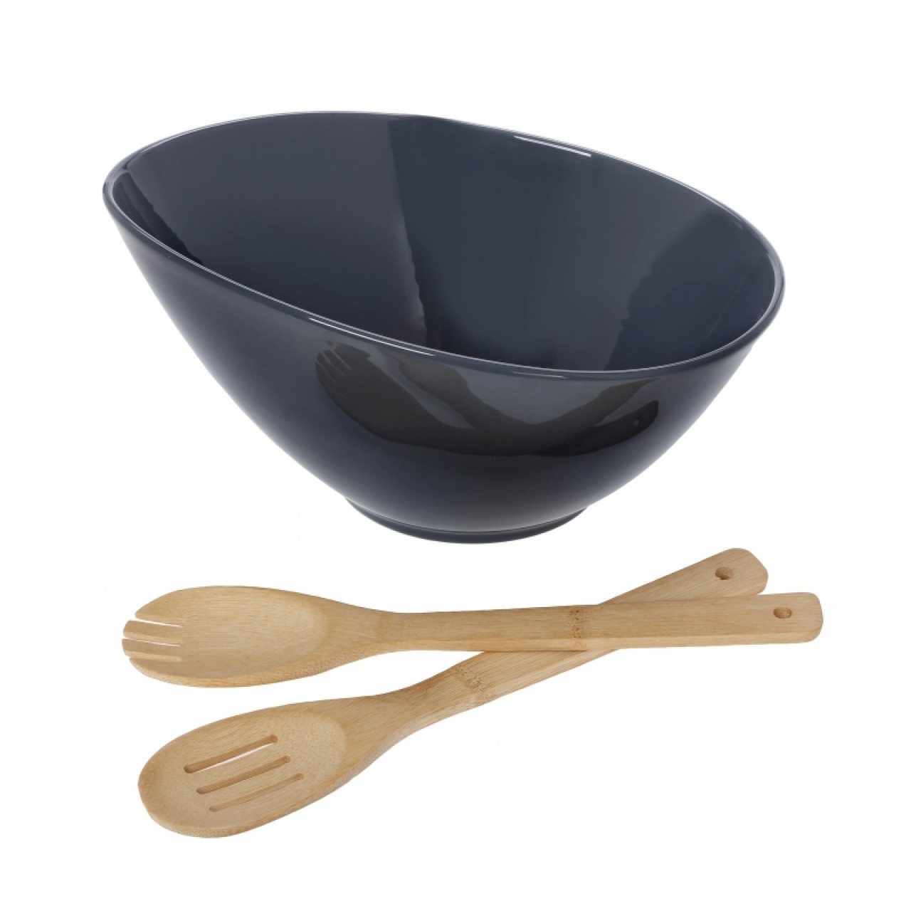 Cryspo Trio Bamboo Σαλατιέρα με Κουτάλες από Πορσελάνη Iron Grey 31x15.5x15.5cm 3τμχ - Box In Θεσσαλονίκη - 25ης Μαρτίου 111