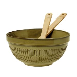 Cryspo Trio Σετ Μπεζ Σαλατιέρα "Cottage Light" Stoneware με Κουτάλες Bamboo 23X13εκ. 37.075.90 - Box In Θεσσαλονίκη - 25ης Μαρτίου 111