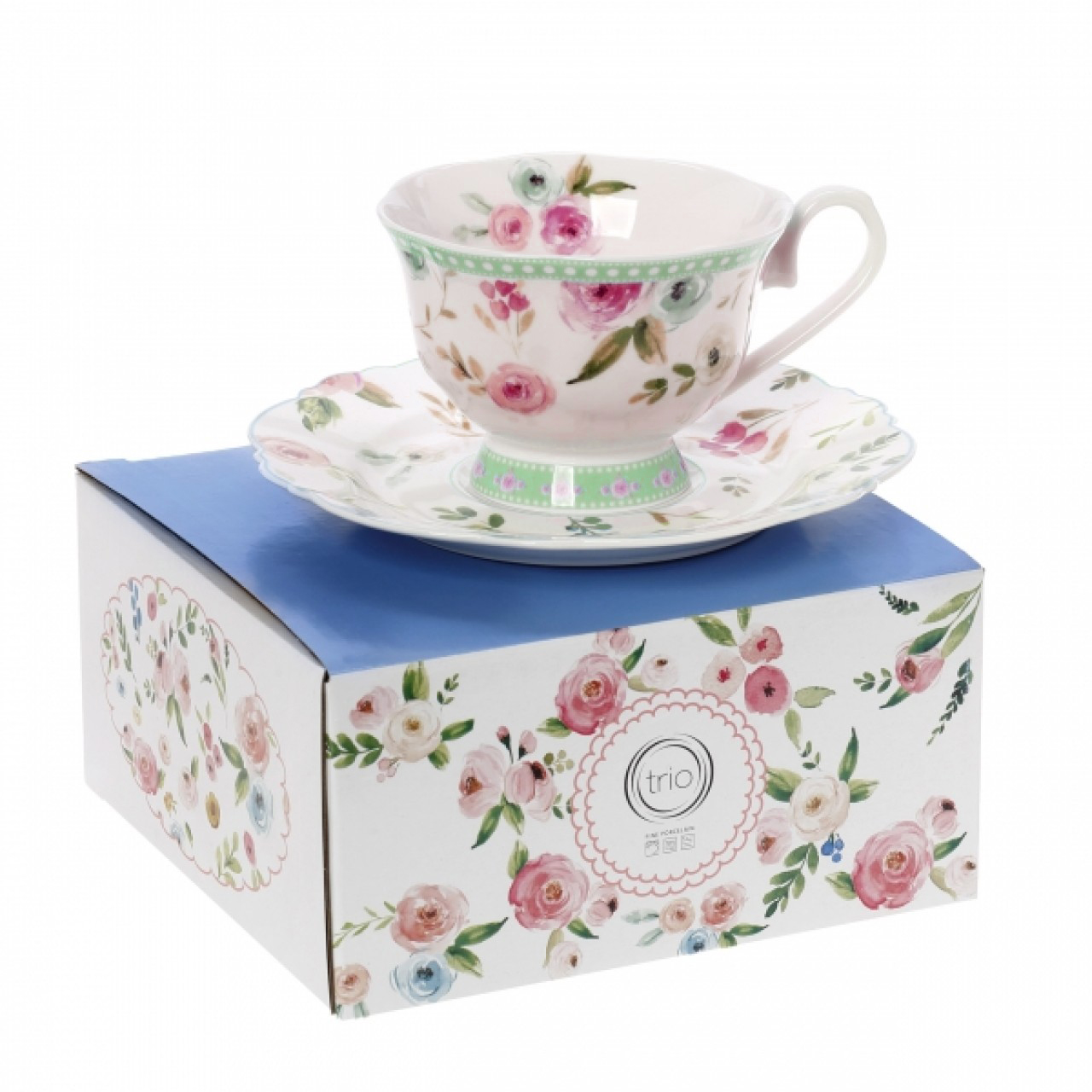 Cryspo Trio Φλιτζάνι Τσαγιού με Πιάτο Primavera Green 200ml | 28.097.16 – Porcelain Cup & Saucer A+ - Box In Θεσσαλονίκη - 25ης Μαρτίου 111