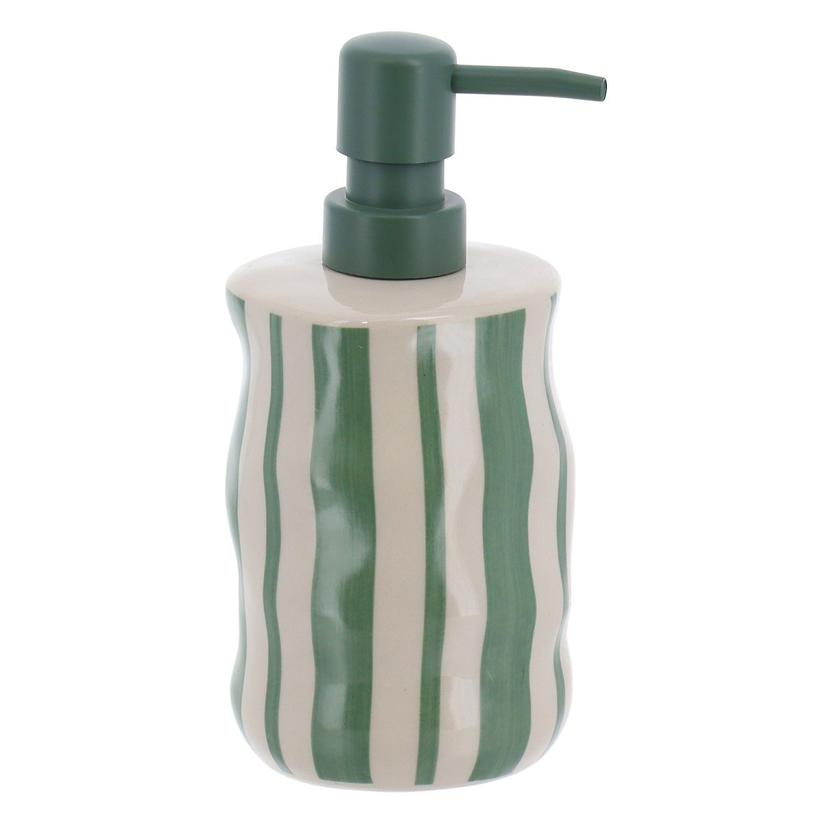 Dispenser Κρεμοσάπουνου Stoneware "Green Stripes" 350ml 8.1x18.5cm | 06.62192144 - Box In Θεσσαλονίκη - 25ης Μαρτίου 111