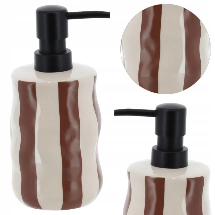 Dispenser Κρεμοσάπουνου Stoneware "Mocha Stripes" 350ml 8.1x18.5cm | 06.62192164 - Box In Θεσσαλονίκη - 25ης Μαρτίου 111