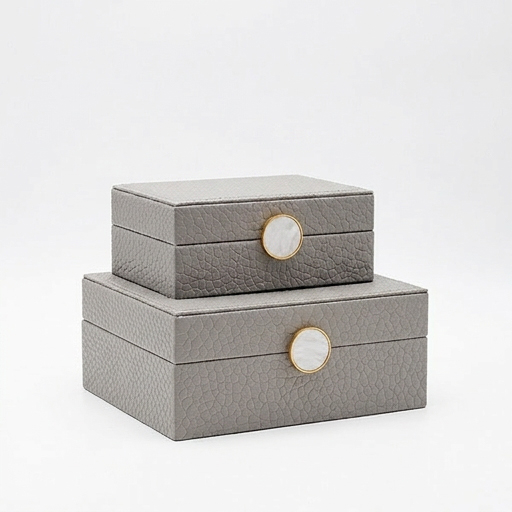 S/2 ΔΙΑΚΟΣΜΗΤΙΚΑ ΚΟΥΤΙΑ ΞΥΛΙΝΑ ΓΚΡΙ 20x16x8cm/ 16x11x6cm