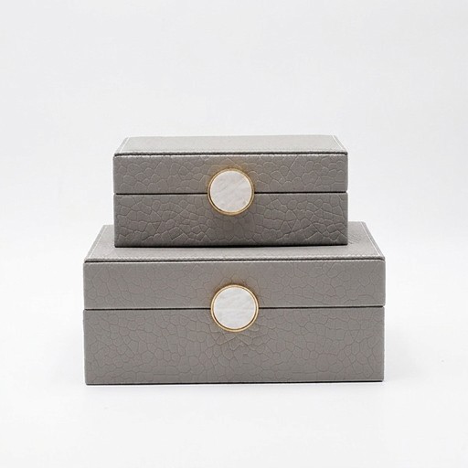 S/2 ΔΙΑΚΟΣΜΗΤΙΚΑ ΚΟΥΤΙΑ ΞΥΛΙΝΑ ΓΚΡΙ 20x16x8cm/ 16x11x6cm