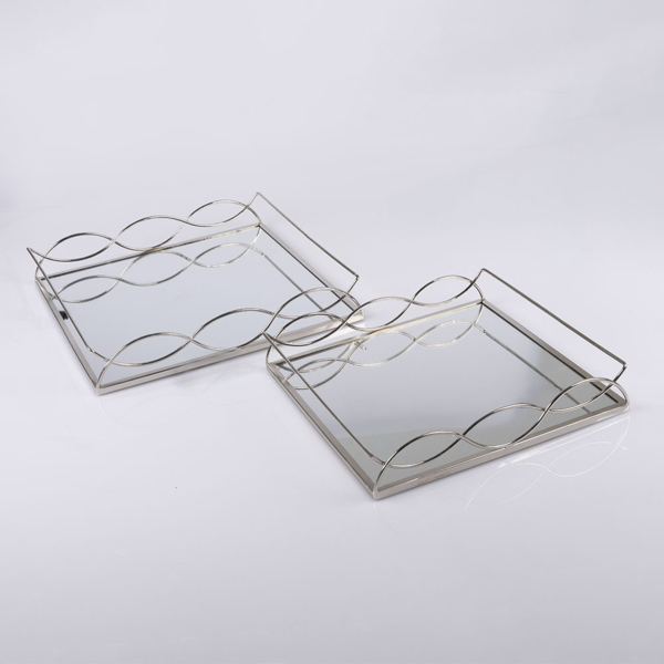 S/2 ΔΙΣΚΟΙ ΜΕΤΑΛΛΙΚΟΙ ΜΕ ΚΑΘΡΕΦΤΗ ΑΣΗΜΙ 35x35x6cm / 30x30x5.5cm
