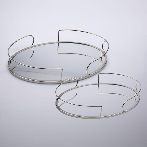 S/2 ΔΙΣΚΟΙ ΜΕΤΑΛΛΙΚΟΙ ΜΕ ΚΑΘΡΕΦΤΗ ΑΣΗΜΙ 37x26x6cm / 32x22x5.5cm