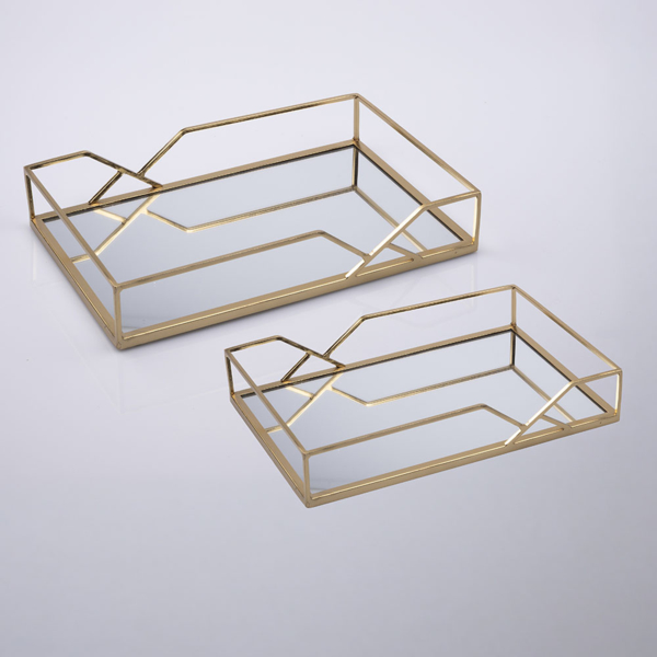 S/2 ΔΙΣΚΟΙ ΜΕΤΑΛΛΙΚΟΙ ΜΕ ΚΑΘΡΕΦΤΗ ΧΡΥΣΟΙ 35x25x6cm / 30.5x20x5.5cm
