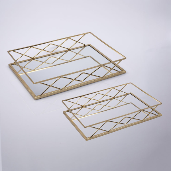 S/2 ΔΙΣΚΟΙ ΜΕΤΑΛΛΙΚΟΙ ΜΕ ΚΑΘΡΕΦΤΗ ΧΡΥΣΟΙ 35x25x6cm / 30.5x20x5.5cm