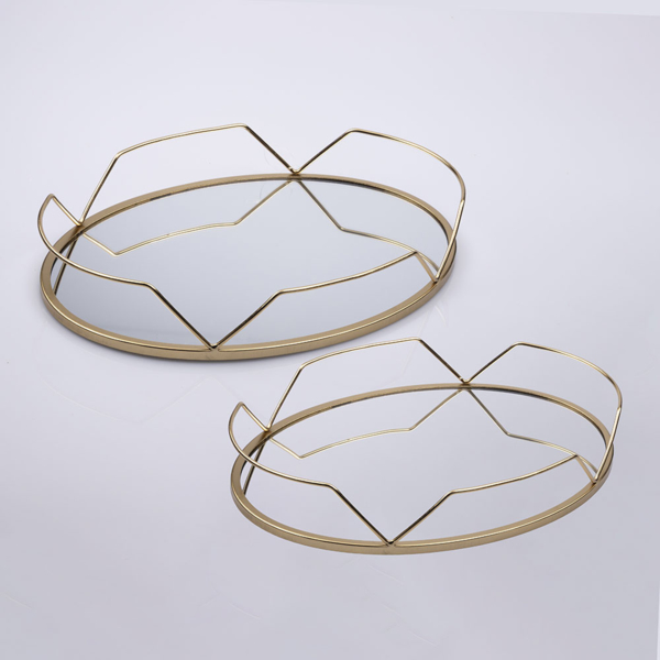 S/2 ΔΙΣΚΟΙ ΜΕΤΑΛΛΙΚΟΙ ΜΕ ΚΑΘΡΕΦΤΗ ΧΡΥΣΟΙ 35x25x6cm / 30.5x20x5.5cm