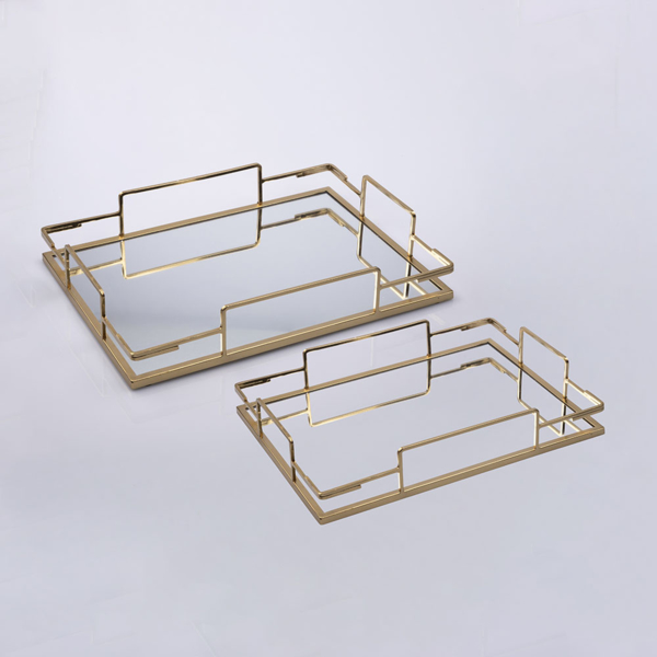 S/2 ΔΙΣΚΟΙ ΜΕΤΑΛΛΙΚΟΙ ΜΕ ΚΑΘΡΕΦΤΗ ΧΡΥΣΟΙ 35x25x6cm / 30.5x20x5.5cm