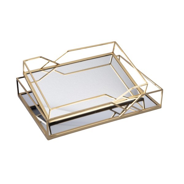 S/2 ΔΙΣΚΟΙ ΜΕΤΑΛΛΙΚΟΙ ΜΕ ΚΑΘΡΕΦΤΗ ΧΡΥΣΟΙ 35x25x6cm / 30.5x20x5.5cm