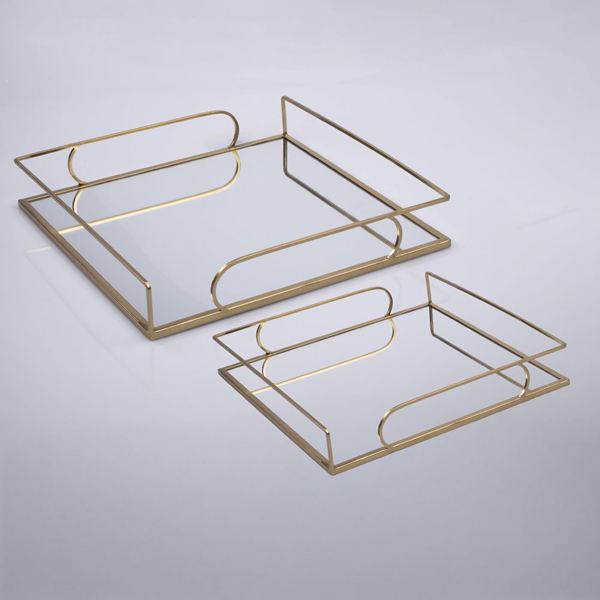 S/2 ΔΙΣΚΟΙ ΜΕΤΑΛΛΙΚΟΙ ΜΕ ΚΑΘΡΕΦΤΗ ΧΡΥΣΟΙ 35x35x6cm / 30x30x5.5cm