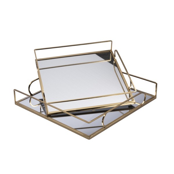 S/2 ΔΙΣΚΟΙ ΜΕΤΑΛΛΙΚΟΙ ΜΕ ΚΑΘΡΕΦΤΗ ΧΡΥΣΟΙ 35x35x6cm / 30x30x5.5cm
