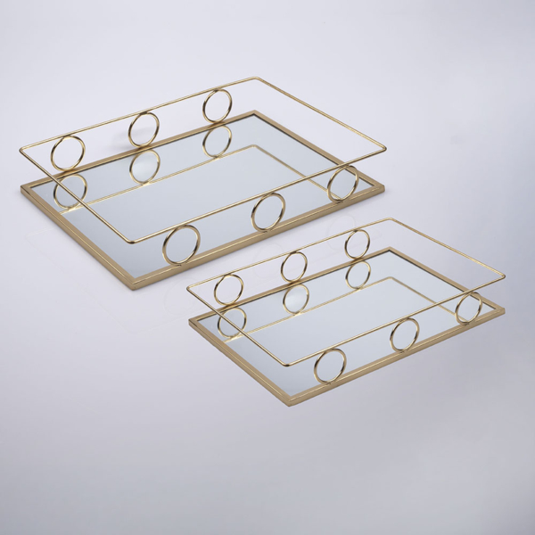 S/2 ΔΙΣΚΟΙ ΜΕΤΑΛΛΙΚΟΙ ΜΕ ΚΑΘΡΕΦΤΗ ΧΡΥΣΟΙ 37x26x6cm / 32x22x5.5cm