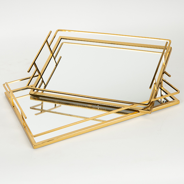 S/2 ΔΙΣΚΟΣ ΜΕΤΑΛΛΙΚΟΣ ΜΕ ΚΑΘΡΕΦΤΗ ΧΡΥΣΟΣ 35x25x5.5cm / 30.5x20x5.5cm
