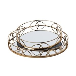 S/2 ΔΙΣΚΟΣ ΜΕΤΑΛΛΙΚΟΣ ΜΕ ΚΑΘΡΕΦΤΗ ΧΡΥΣΟΣ 39x5x39cm/ 30.5x5x30.5cm