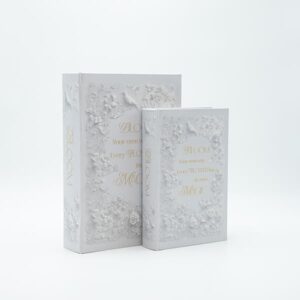 S/2 ΚΟΥΤΙ ΒΙΒΛΙΟ ΞΥΛΙΝΟ ΛΕΥΚΟ 30x21x7cm / 24x16x5cm