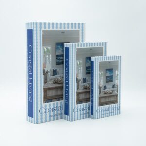 S/3 ΚΟΥΤΙ ΒΙΒΛΙΟ ΞΥΛΙΝΟ ΓΑΛΑΖΙΟ - ΛΕΥΚΟ 33x22x7cm / 26x17x5cm / 21x13x3cm