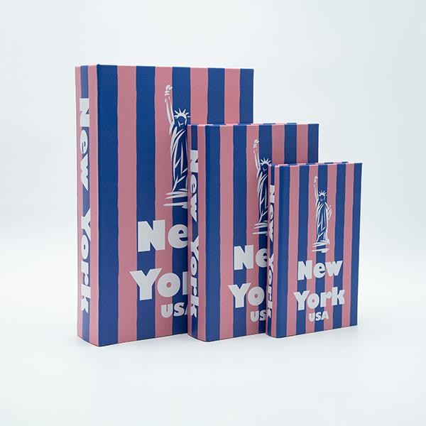 S/3 ΚΟΥΤΙ ΒΙΒΛΙΟ ΞΥΛΙΝΟ ΜΠΛΕ - ΡΟΖ 33x22x7cm / 26x17x5cm / 21x13x3cm