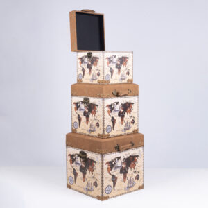 S/3 ΜΠΑΟΥΛΑ PU ΧΑΡΤΗΣ ΚΑΦΕ - ΜΠΕΖ 40x40x40cm / 34x34x34cm / 28x28x28cm