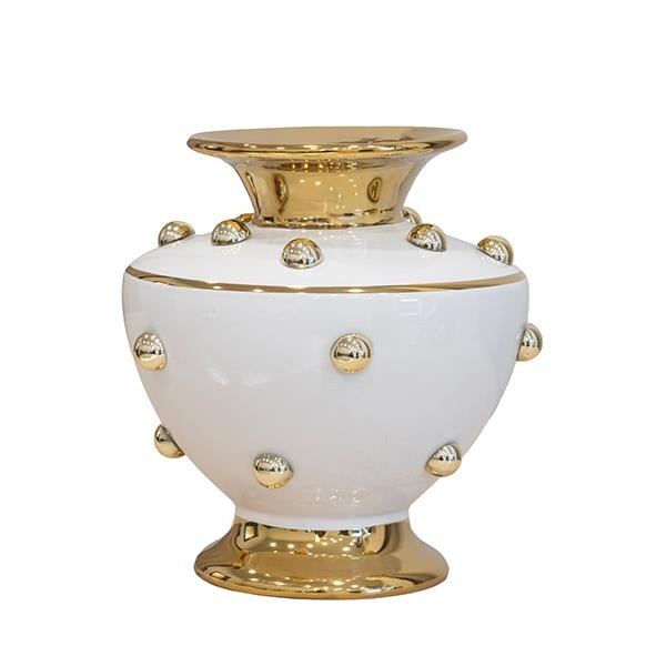 ΒΑΖΟ ΚΕΡΑΜΙΚΟ ΛΕΥΚΟ-ΧΡΥΣΟ 21x21x21cm