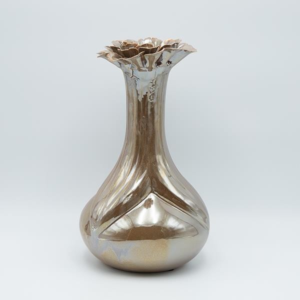 ΒΑΖΟ ΛΟΥΛΟΥΔΙ ΚΕΡΑΜΙΚΟ ΑΣΗΜΙ - ΚΑΦΕ 18.5x18.5x30.5cm