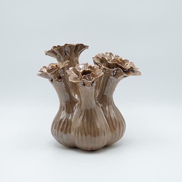 ΒΑΖΟ ΜΕ ΛΟΥΛΟΥΔΙΑ ΚΕΡΑΜΙΚΟ ΚΑΦΕ 22x22x20cm