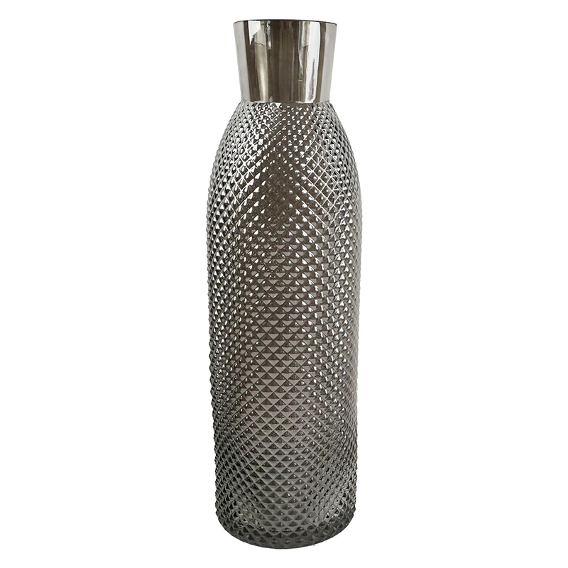 Βάζο Γυάλινο Φιμέ Με Ανάγλυφο Σχέδιο 40x13.5cm | Μοντέρνο Βάζο με Στενό Στόμιο | HC2727-40LT - Box In Θεσσαλονίκη - 25ης Μαρτίου 111