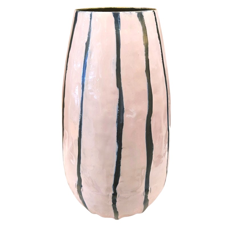 Βάζο Μεταλλικό Dusty Pink με Κάθετες Ρίγες 24x24x34cm | 24.251 - Box In Θεσσαλονίκη - 25ης Μαρτίου 111