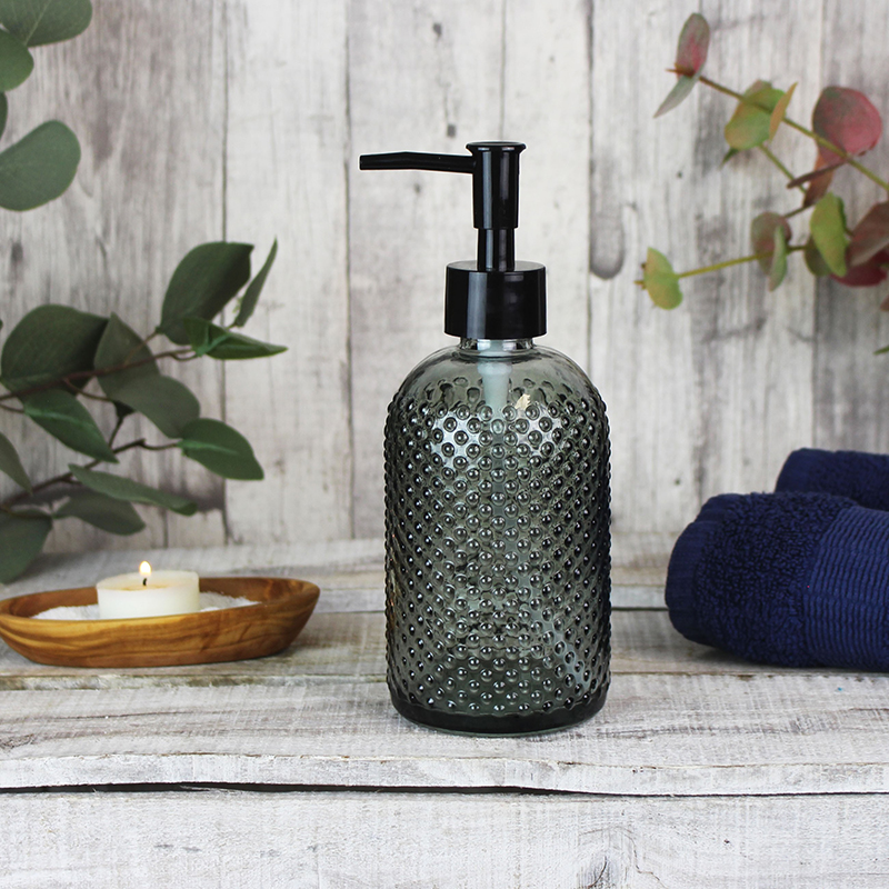 Γυάλινο Dispenser μπάνιου "Dots" σε γαλάζιο χρώμα 350ml 7X7X18 506241 - Box In Θεσσαλονίκη - 25ης Μαρτίου 111