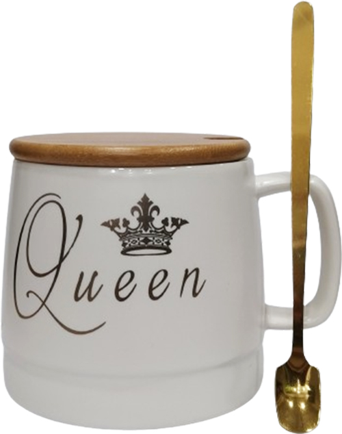 Κεραμική κούπα "Queen" σε λευκό χρώμα με μπαμπού καπάκι και κουταλάκι 12Χ9.5Χ9.5 360ml LM-216B - Box In Θεσσαλονίκη - 25ης Μαρτίου 111