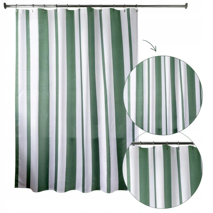 Κουρτίνα Μπάνιου Υφασμάτινη "Green Stripes" 180x200cm | 06.1200831 - Box In Θεσσαλονίκη - 25ης Μαρτίου 111