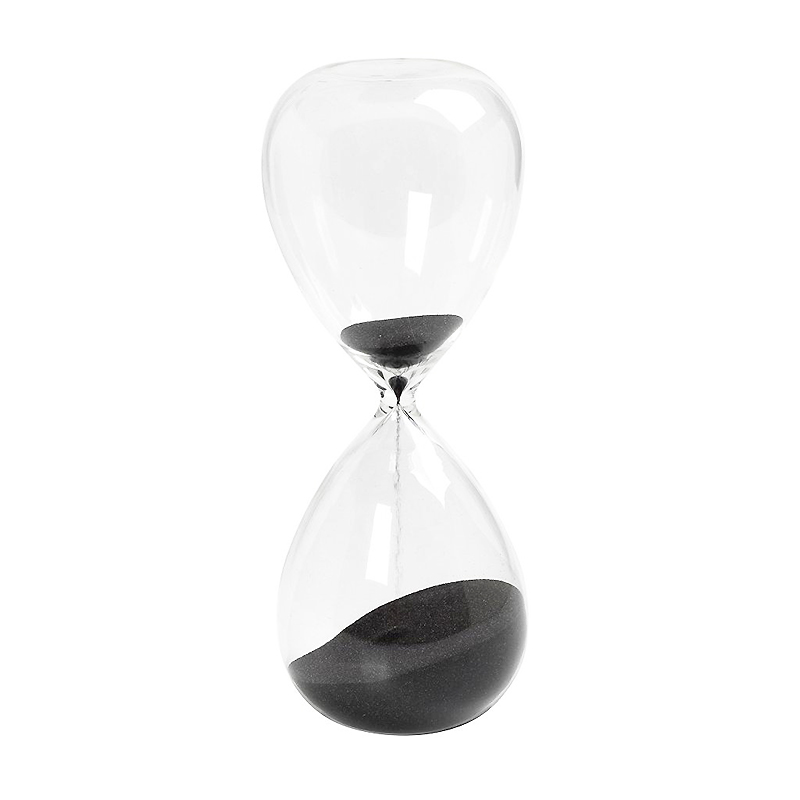 Μεγάλη Γυάλινη Κλεψύδρα “Time” με Μαύρη Άμμο 15x15x38cm | OR0902 - Box In Θεσσαλονίκη - 25ης Μαρτίου 111