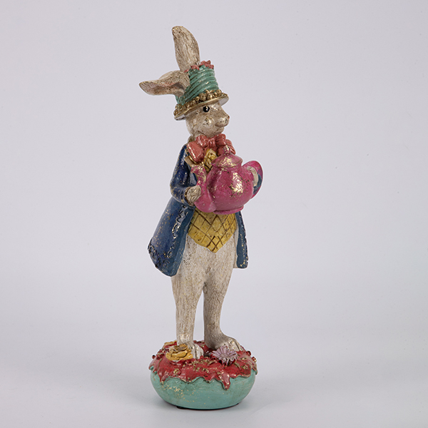 ΠΑΣΧΑΛΙΝΟΣ ΛΑΓΟΣ ΜΕ ΦΛΙΤΖΑΝΙ ΠΟΛΥΡΕΖΙΝ ΠΑΝΩ ΣΕ ΝΤΟΝΑΤ ΠΟΛΥΧΡΩΜΟΣ 10x8.5x25cm