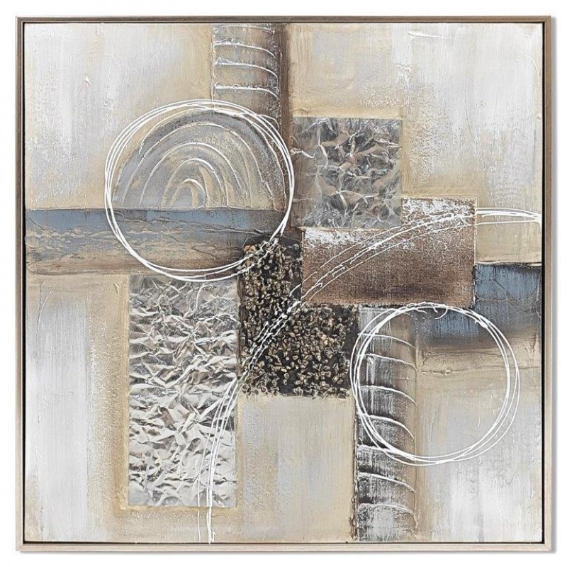 Πίνακας Σε Καμβά Αφηρημένα Σχέδια 62x62cm | Μοντέρνος Πίνακας με Ασημί Κάδρο - Box In Θεσσαλονίκη - 25ης Μαρτίου 111