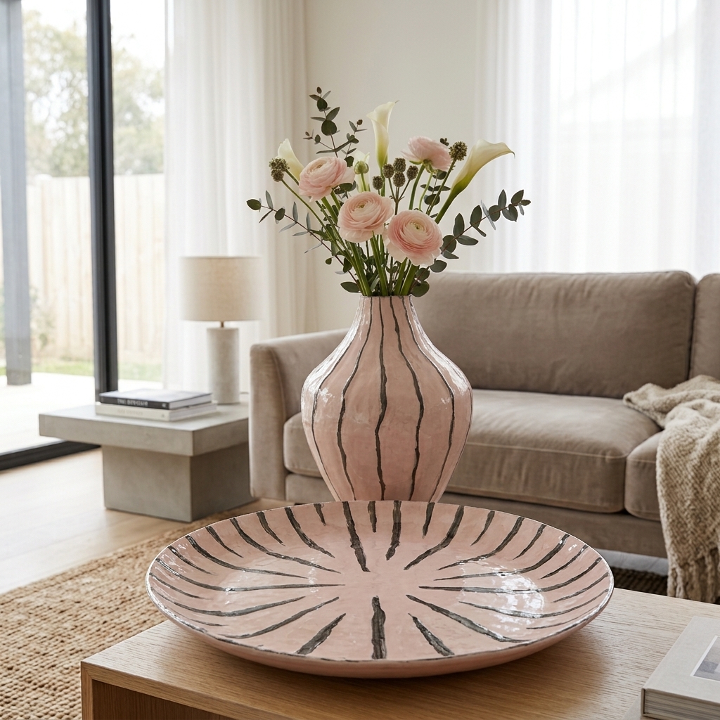 Πιατέλα Μεταλλική Χειροποίητη Dusty Pink με Χρυσό 40x17x4cm | 24.255 - Box In Θεσσαλονίκη - 25ης Μαρτίου 111