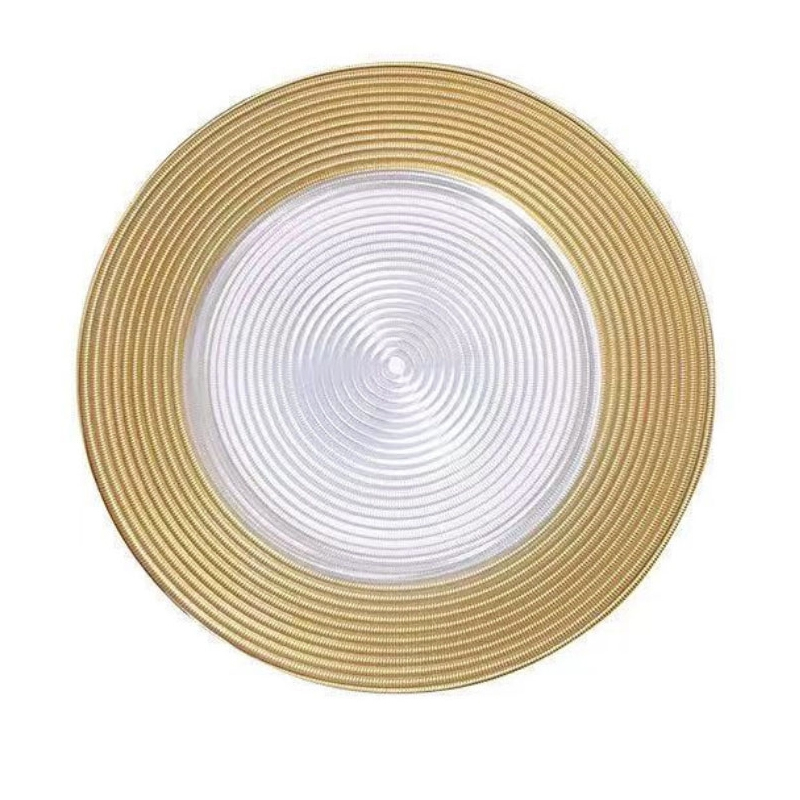 Πιατέλα γυάλινη στρόγγυλη 33 cm χρυσό Cryspo Trio Onda Gold 80.037.05 - Box In Θεσσαλονίκη - 25ης Μαρτίου 111