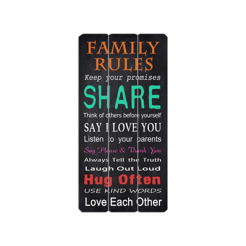 Πινακίδα ξύλινη "Family Rules" 30Χ60Χ1.8cm Etoile NN-752-8 - Box In Θεσσαλονίκη - 25ης Μαρτίου 111