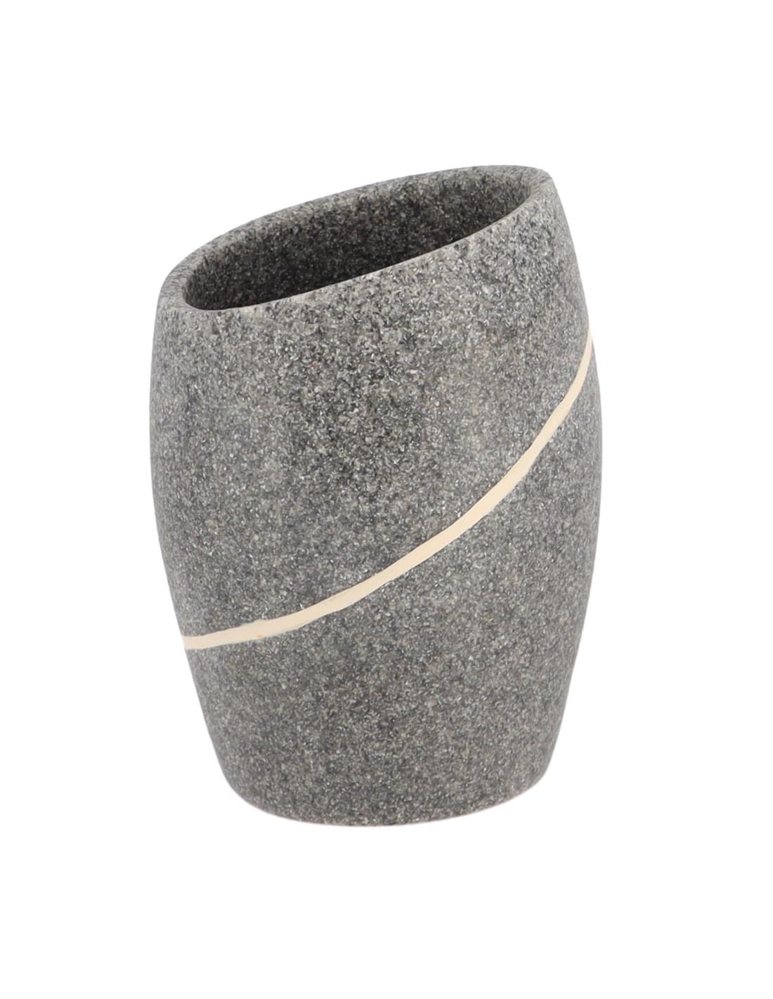 Ποτήρι μπάνιου polyresin/stone effect/γκρι 7.2x6.5x9