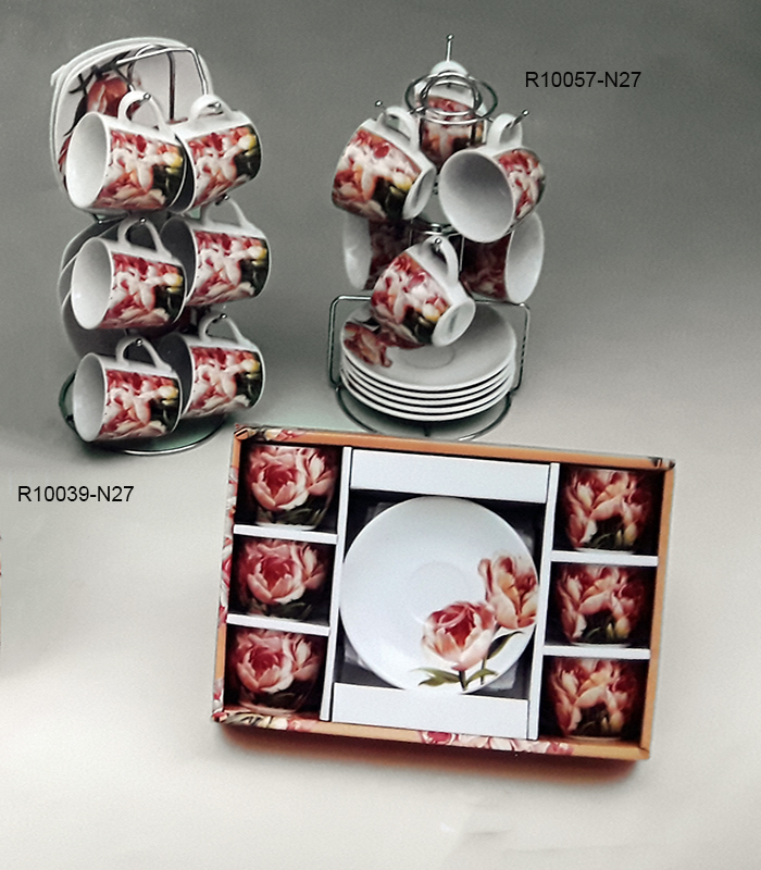 Σετ 6 Φλυτζάνια Πορσελάνης Τσαγιού-Καφέ Peony με Chrome Βάση | R10057-N27 - Box In Θεσσαλονίκη - 25ης Μαρτίου 111