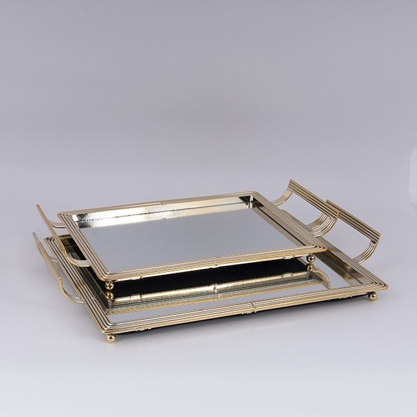 S/2 ΔΙΣΚΟΙ ΜΕΤΑΛΛΙΚΟΙ ΜΕ ΚΑΘΡΕΦΤΗ ΧΡΥΣΟΙ 46x28cm / 40x22cm