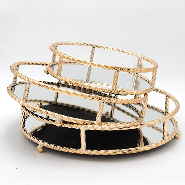 S/3 ΔΙΣΚΟΣ ΜΕΤΑΛΛΙΚΟΣ ΜΕ ΚΑΘΡΕΦΤΗ ΧΡΥΣΟ 37x7x37cm /32x7x32cm /27x7x27cm