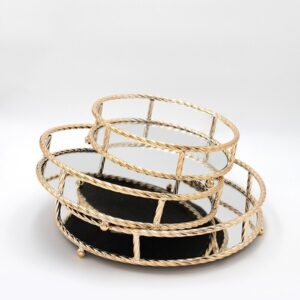 S/3 ΔΙΣΚΟΣ ΜΕΤΑΛΛΙΚΟΣ ΜΕ ΚΑΘΡΕΦΤΗ ΧΡΥΣΟ 37x7x37cm /32x7x32cm /27x7x27cm