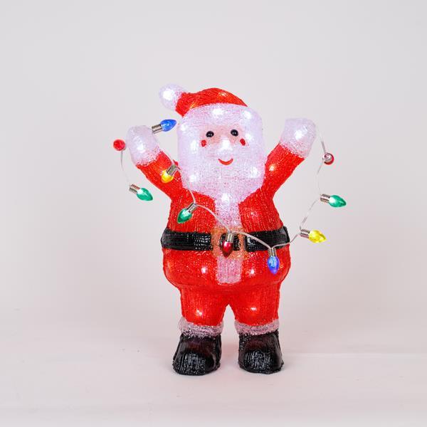 XMAS AΚΡΥΛΙΚΟ ΑΓΙΟΣ ΒΑΣΙΛΗΣ 3.5V ΜΕΤΑΣΧΗΜΑΤΙΣΤΗ 40 ΛΕΥΚΑ LED & 10 ΔΙΑΚΟΣΜΗΤΙΚΑ LED ΠΑΡΟΧΗ 5m 22.5x15x34cm IP44