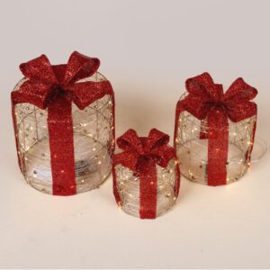 XMAS ΦΩΤΙΖΟΜΕΝΑ ΔΩΡΑ 15/20/25cm 20/30/40 LED ΜΠΑΤΑΡΙΑΣ 2AA/3AA ΧΡΟΝΟΔΙΑΚΟΠΤΗ ΧΡΥΣΟ ME KOKKINO ΦΙΟΓΚΟ ΘΕΡΜΟ ΛΕΥΚΟ MINI LED IP20