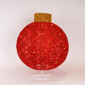XMAS ΦΩΤΙΖΟΜΕΝΗ KOKKINH MΠΑΛΑ ΜΕ ΒΑΣΗ 50 MINI LED 4.5V ΜΕΤΑΣΧΗΜΑΤΙΣΤΗ ΘΕΡΜΟ ΛΕΥΚΟ ΠΑΡΟΧΗ 3m 45x45x60cm IP44