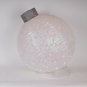 XMAS ΦΩΤΙΖΟΜΕΝΗ ΛΕΥΚΗ MΠΑΛΑ ΜΕ ΒΑΣΗ 100 MINI LED 4.5V ΜΕΤΑΣΧΗΜΑΤΙΣΤΗ ΘΕΡΜΟ ΛΕΥΚΟ ΠΑΡΟΧΗ 5m 64x64x77.5cm IP44