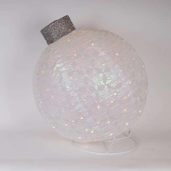 XMAS ΦΩΤΙΖΟΜΕΝΗ ΛΕΥΚΗ MΠΑΛΑ ΜΕ ΒΑΣΗ 100 MINI LED 4.5V ΜΕΤΑΣΧΗΜΑΤΙΣΤΗ ΘΕΡΜΟ ΛΕΥΚΟ ΠΑΡΟΧΗ 5m 64x64x77.5cm IP44