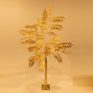 XMAS ΦΩΤΙΖΟΜΕΝΟ ΔΕΝΤΡΟ ΦΟΙΝΙΚΑΣ ΧΡΥΣΟΣ 210cm 4.5V ΜΕΤΑΣΧΗΜΑΤΙΣΤΗ 180 ΘΕΡΜΑ ΛΕΥΚΑ MINI LED ΠΑΡΟΧΗ 3m IP44