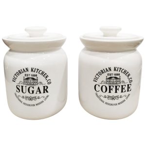 Βάζα κεραμικά για Καφέ και Ζάχαρη "Victorian Kitchen" σετ 2 τεμαχίων 12x12x17 - Box In Θεσσαλονίκη - 25ης Μαρτίου 111