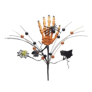 ΚΛΑΔΙ HALLOWEEN ΜΕ ΠΟΡΤΟΚΑΛΙ ΧΕΡΙ ΣΚΕΛΕΤΟ ΚΑΙ ΜΑΥΡΟ ΙΣΤΟ ΑΡΑΧΝΗΣ 19cm